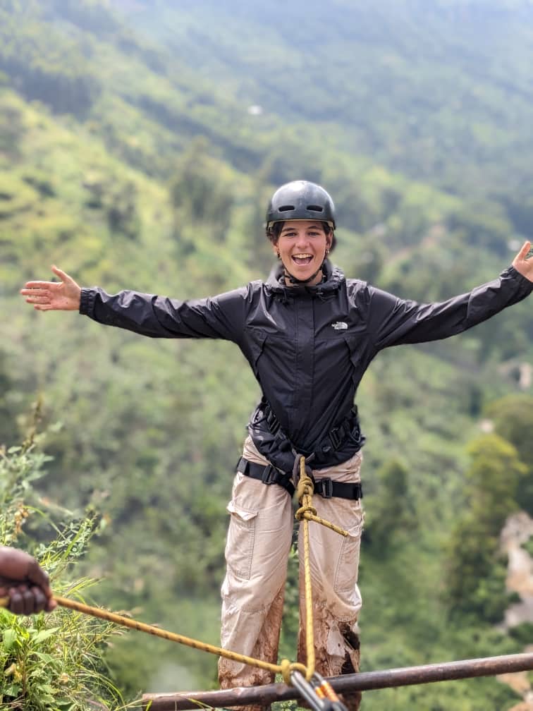Guest celebrating on canopy adventure